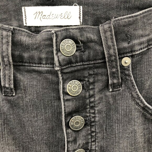 Madewell 10" High-Rise Skinny Jeans Women 26 BLK Raw Hem Button-Fly Cotton Blend - Picture 11 of 11